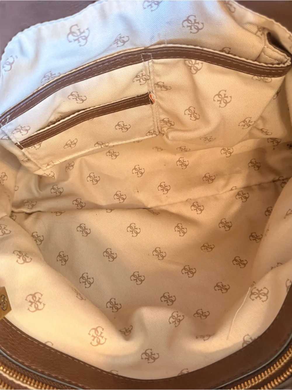 Guess Vintage Monogram Tote Bag - Brown Canvas